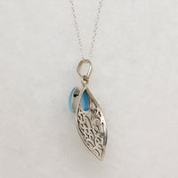 Chalcedony & Flowing Silver Vine Artisan Pendant