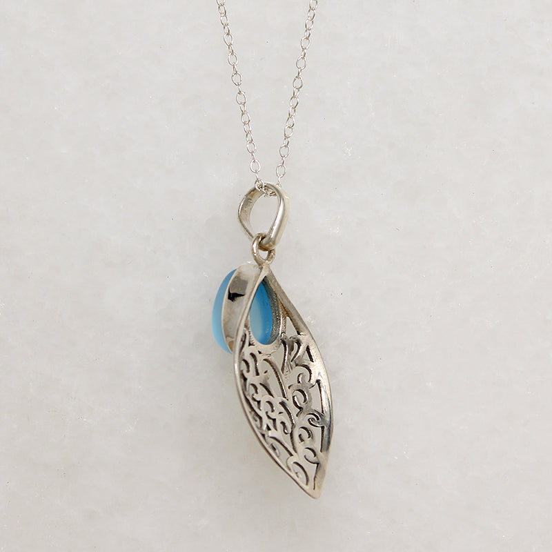 Chalcedony & Flowing Silver Vine Artisan Pendant