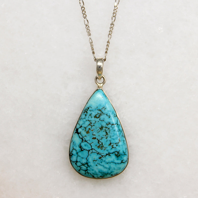 Brilliant Tibetan Turquoise & Sterling Silver Necklace
