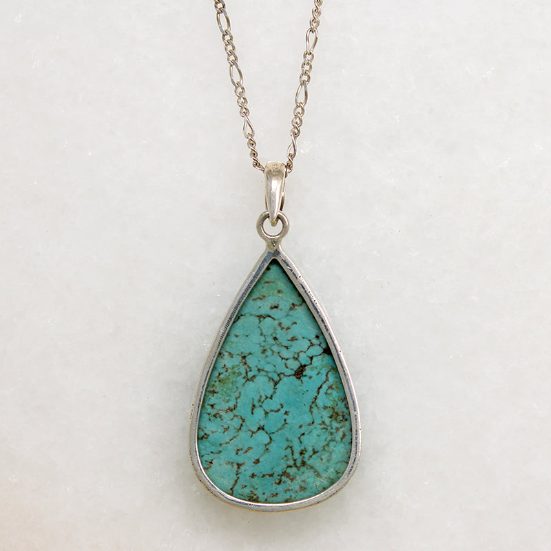 Brilliant Tibetan Turquoise & Sterling Silver Necklace