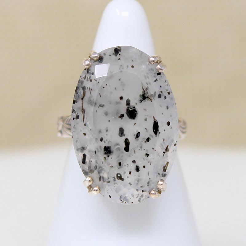Tourmalined Quartz & Sterling Artisan Cocktail Ring