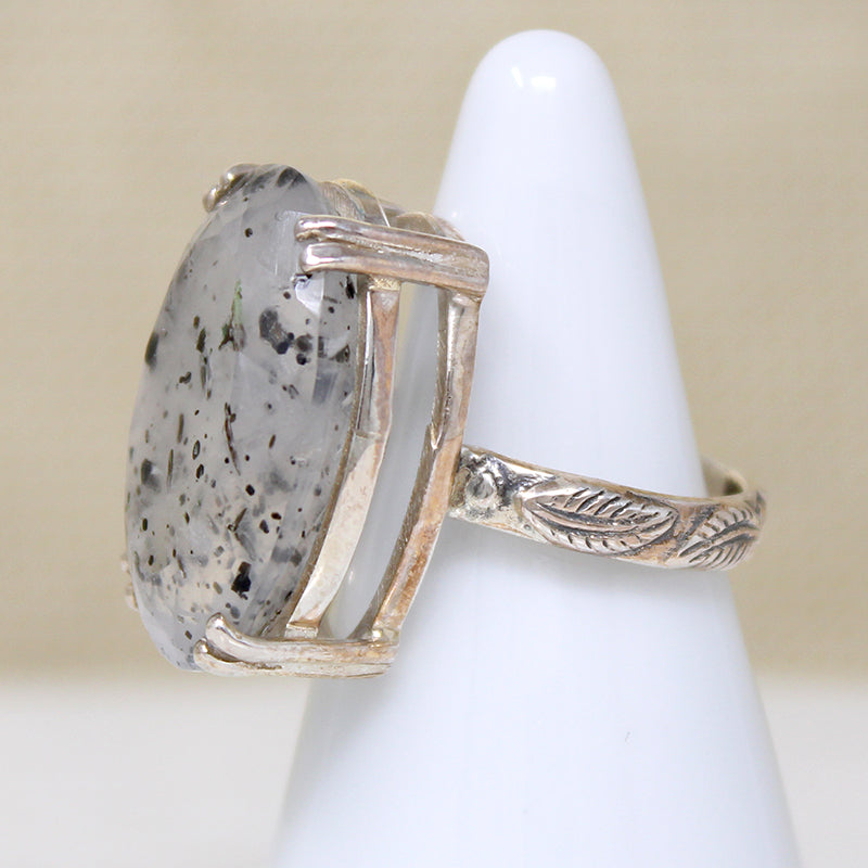 Tourmalined Quartz & Sterling Artisan Cocktail Ring
