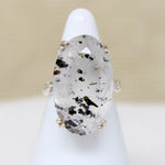 Peppered Quartz in Engraved Artisan Cocktail Ring
