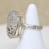 Peppered Quartz in Engraved Artisan Cocktail Ring