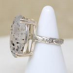 Peppered Quartz in Engraved Artisan Cocktail Ring
