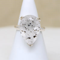 Pear-Cut Tourmalined Quartz in Sterling Artisan Ring
