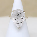 Pear-Cut Tourmalined Quartz in Sterling Artisan Ring