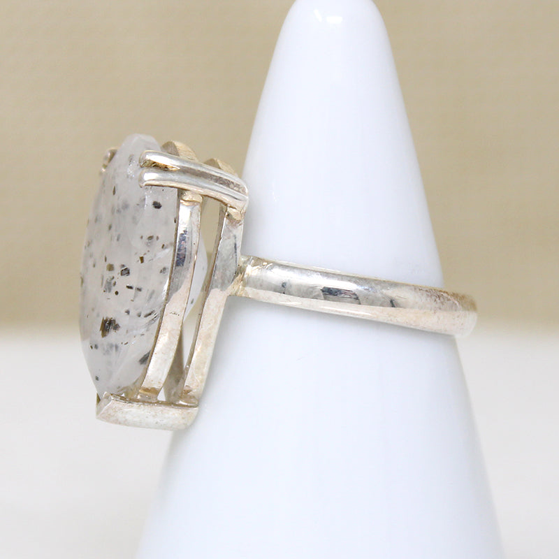 Pear-Cut Tourmalined Quartz in Sterling Artisan Ring