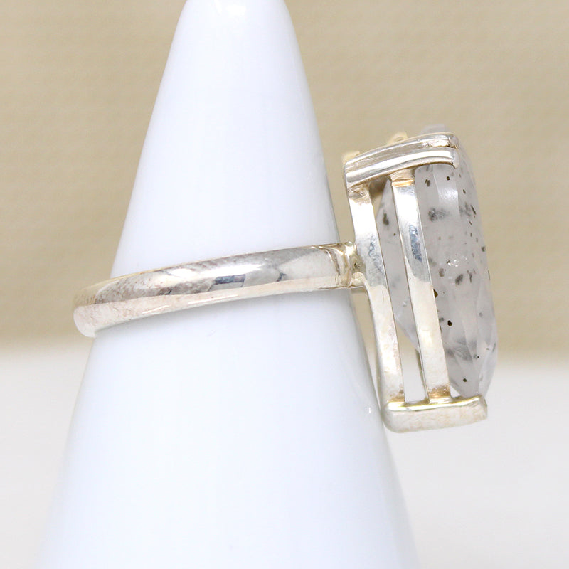 Pear-Cut Tourmalined Quartz in Sterling Artisan Ring