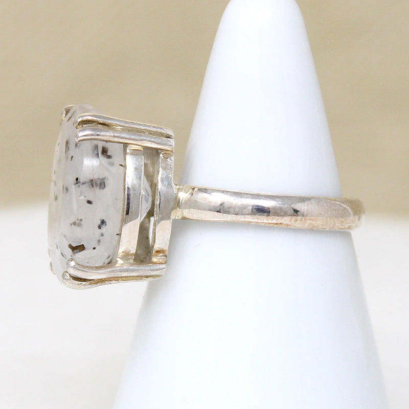 Oval Speckled Quartz in Sterling Silver Statement Ring
