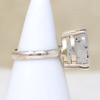Oval Speckled Quartz in Sterling Silver Statement Ring