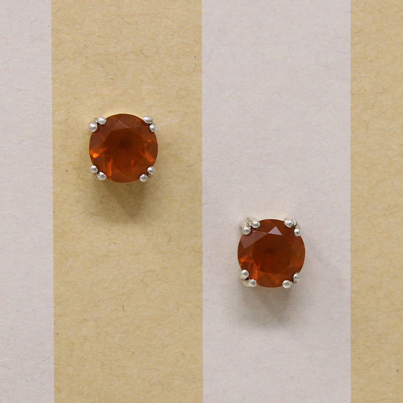 Fiery Orange Garnets in Sterling Stud Earrings