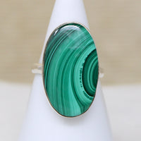 Green Wave Artisan Malachite & Sterling Ring