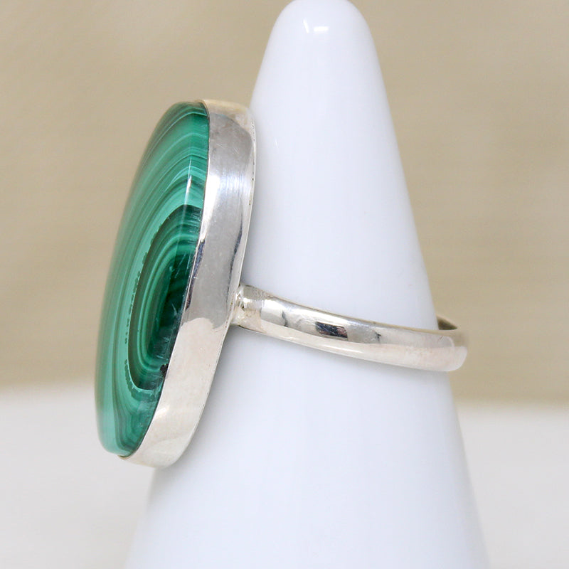 Green Wave Artisan Malachite & Sterling Ring