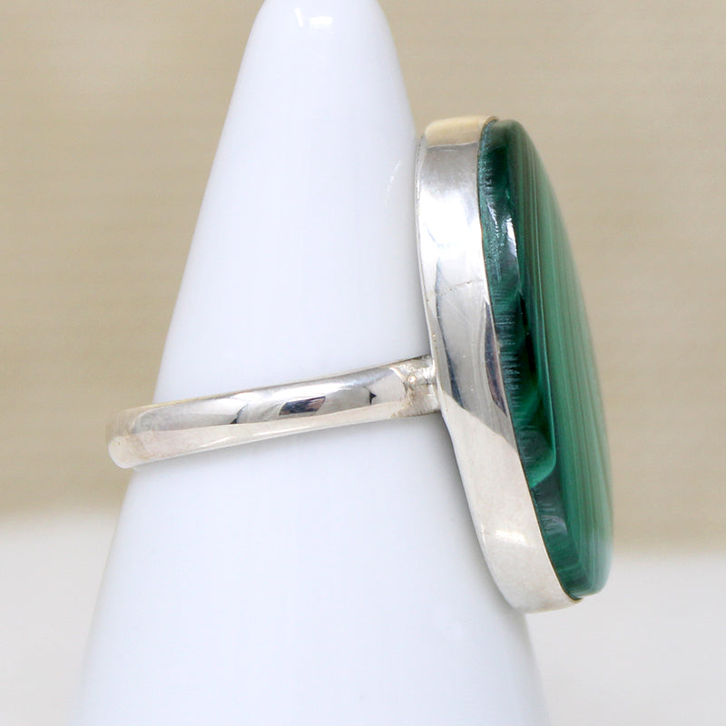 Green Wave Artisan Malachite & Sterling Ring