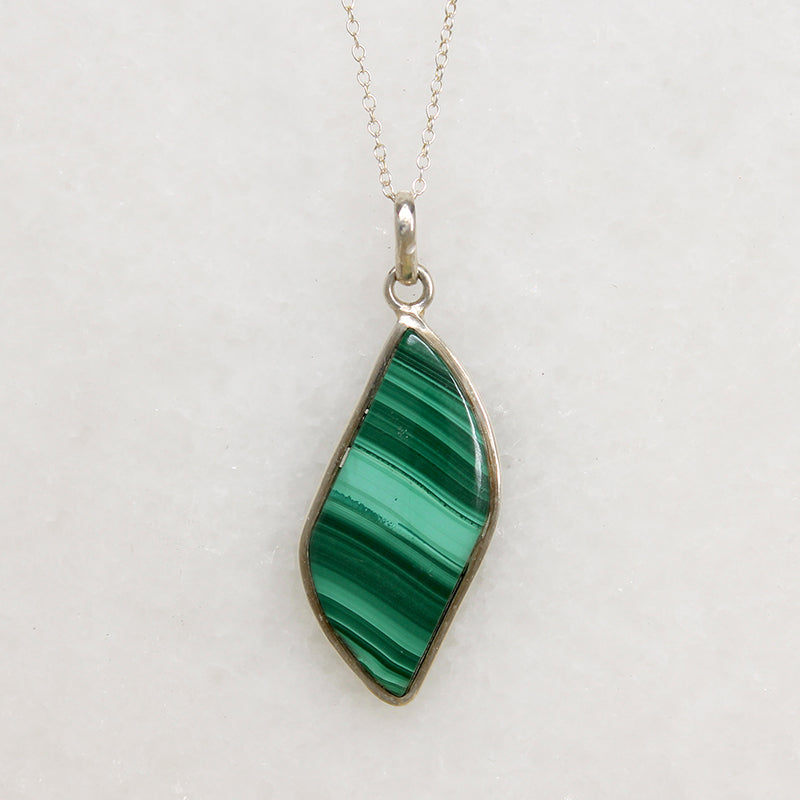 Curvaceous Malachite & Sterling Silver Necklace