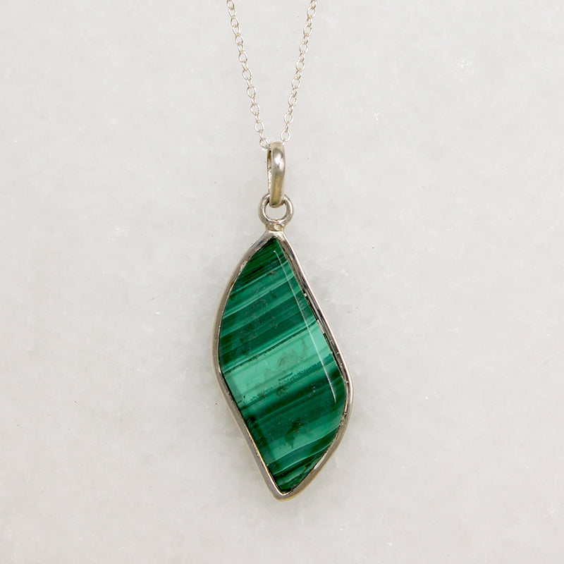 Curvaceous Malachite & Sterling Silver Necklace