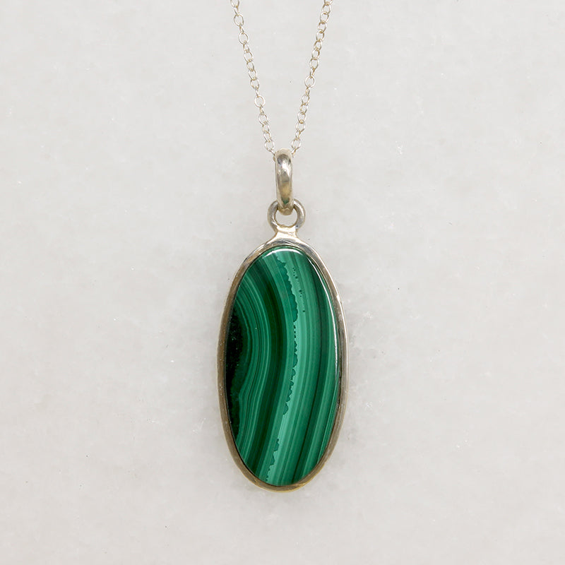 Gorgeous Green Malachite & Sterling Silver Pendant