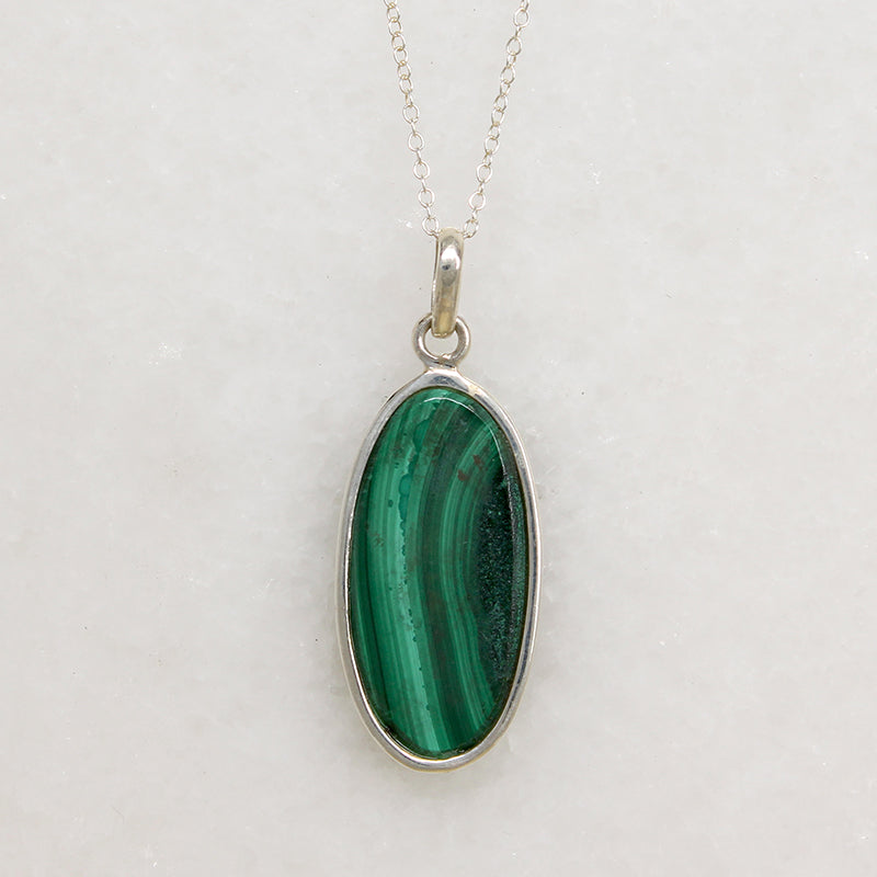 Gorgeous Green Malachite & Sterling Silver Pendant