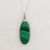 Dramatic Oval Malachite in Sterling Silver Necklace