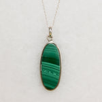Dramatic Oval Malachite in Sterling Silver Necklace
