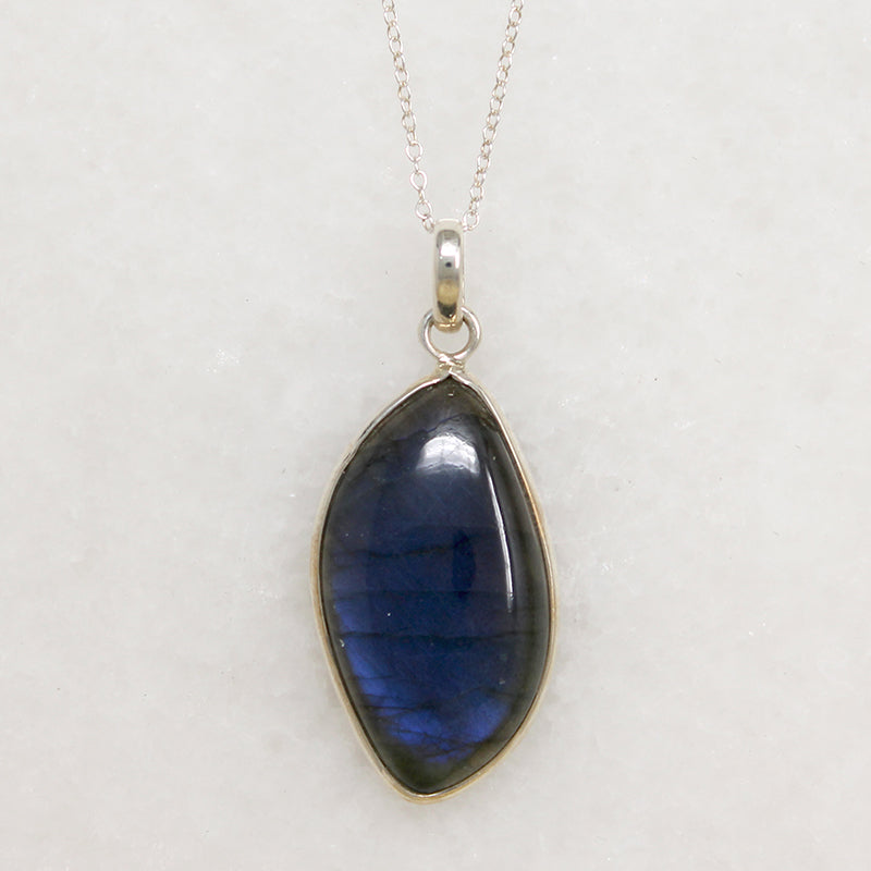 Shimmering Blue Labradorite & Sterling Artisan Pendant