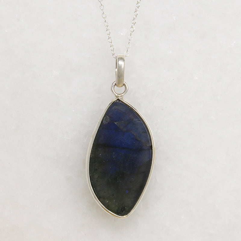 Shimmering Blue Labradorite & Sterling Artisan Pendant