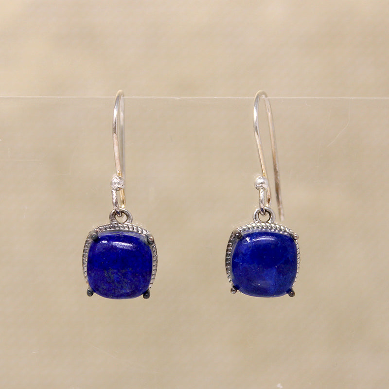 Royal Blue Lapis Lazuli & Sterling Artisan Earrings