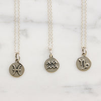 Signs of the Zodiac Sterling Silver Disc Necklaces