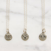 Signs of the Zodiac Sterling Silver Disc Necklaces