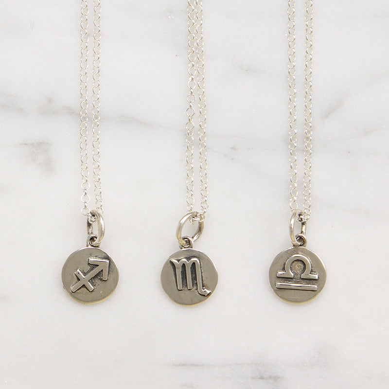 Signs of the Zodiac Sterling Silver Disc Necklaces
