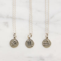 Signs of the Zodiac Sterling Silver Disc Necklaces