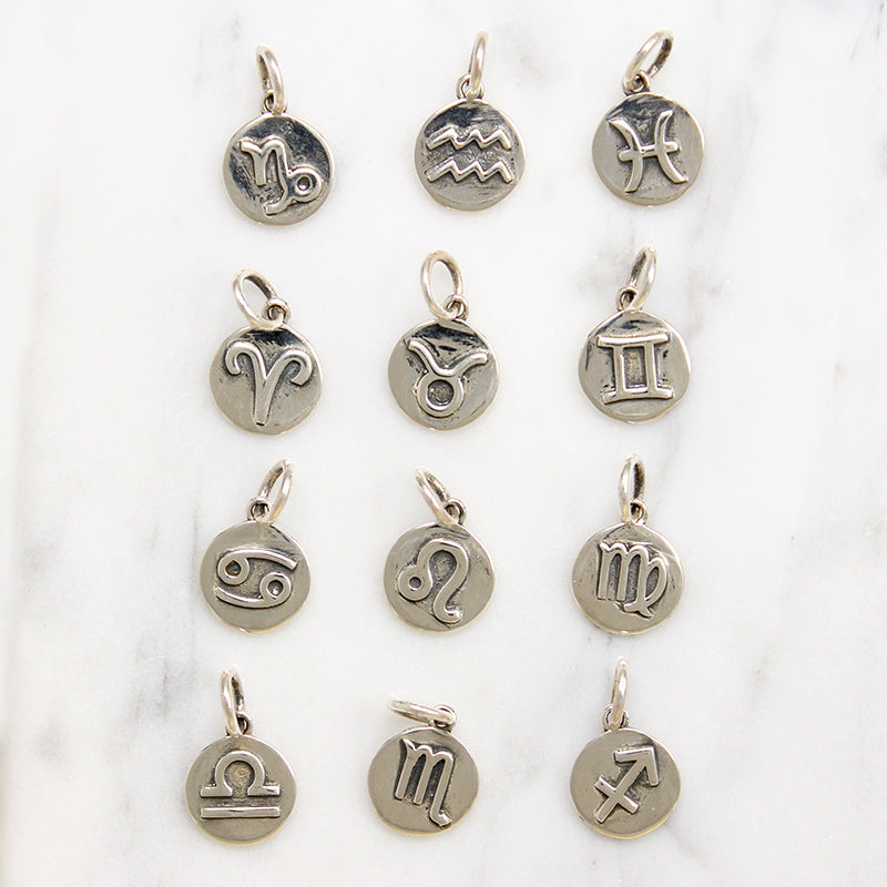 Signs of the Zodiac Sterling Silver Disc Necklaces