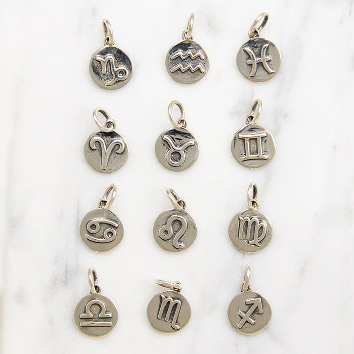 Signs of the Zodiac Sterling Silver Disc Necklaces