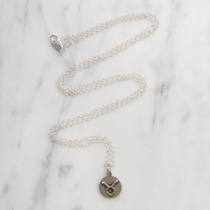 Signs of the Zodiac Sterling Silver Disc Necklaces