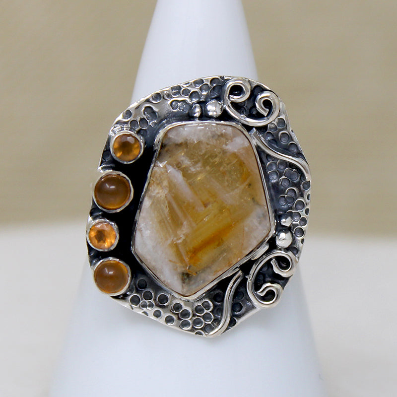 Freeform Citrine & Sterling Artisan Ring