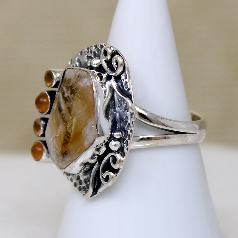 Freeform Citrine & Sterling Artisan Ring