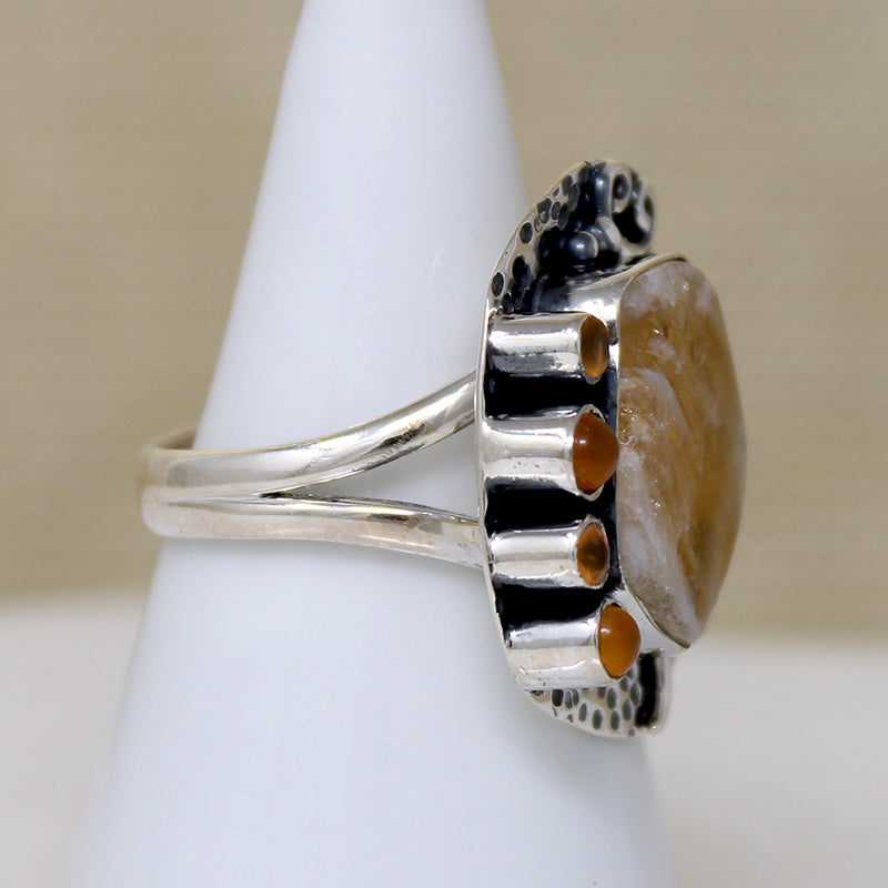 Freeform Citrine & Sterling Artisan Ring