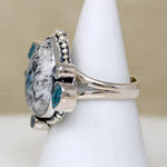 Icy Agate, Moonstone & Aquamarine Artisan Ring