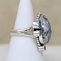 Icy Agate, Moonstone & Aquamarine Artisan Ring