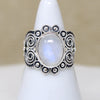 Mystic Moonstone in Ornate Sterling Artisan Ring