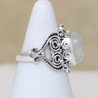 Mystic Moonstone in Ornate Sterling Artisan Ring