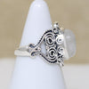 Mystic Moonstone in Ornate Sterling Artisan Ring