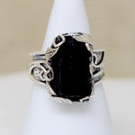 Austerely Romantic Black Tourmaline & Sterling Ring