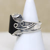 Austerely Romantic Black Tourmaline & Sterling Ring
