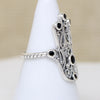 Sterling Filigree Hand of Fatima Ring with Onyx Accents