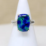 Brilliant Blue & Green Azurite & Sterling Artisan Ring