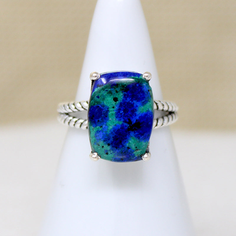 Brilliant Blue & Green Azurite & Sterling Artisan Ring
