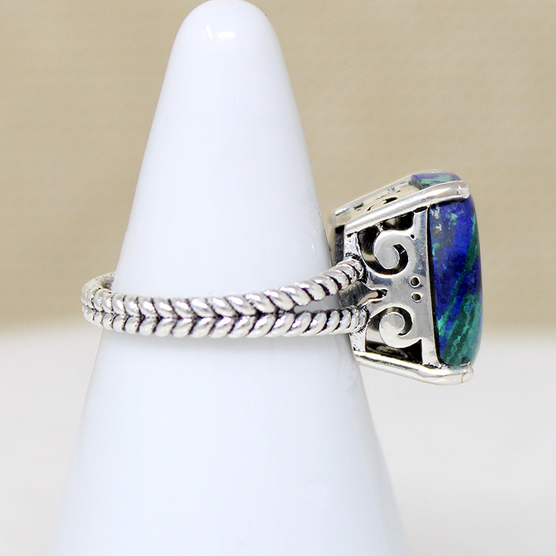 Brilliant Blue & Green Azurite & Sterling Artisan Ring