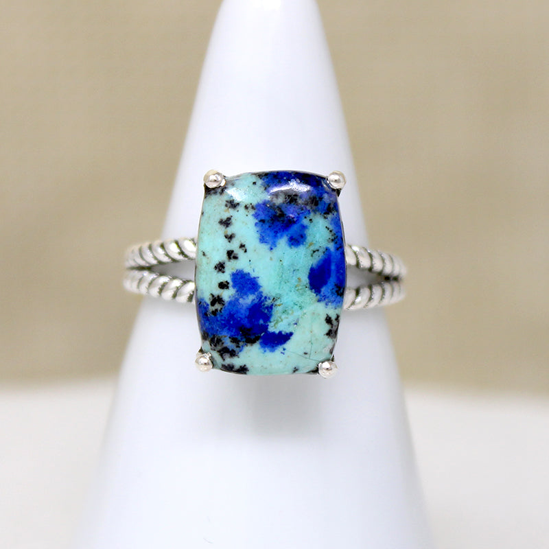 Brilliant Blue & Green Azurite & Sterling Artisan Ring